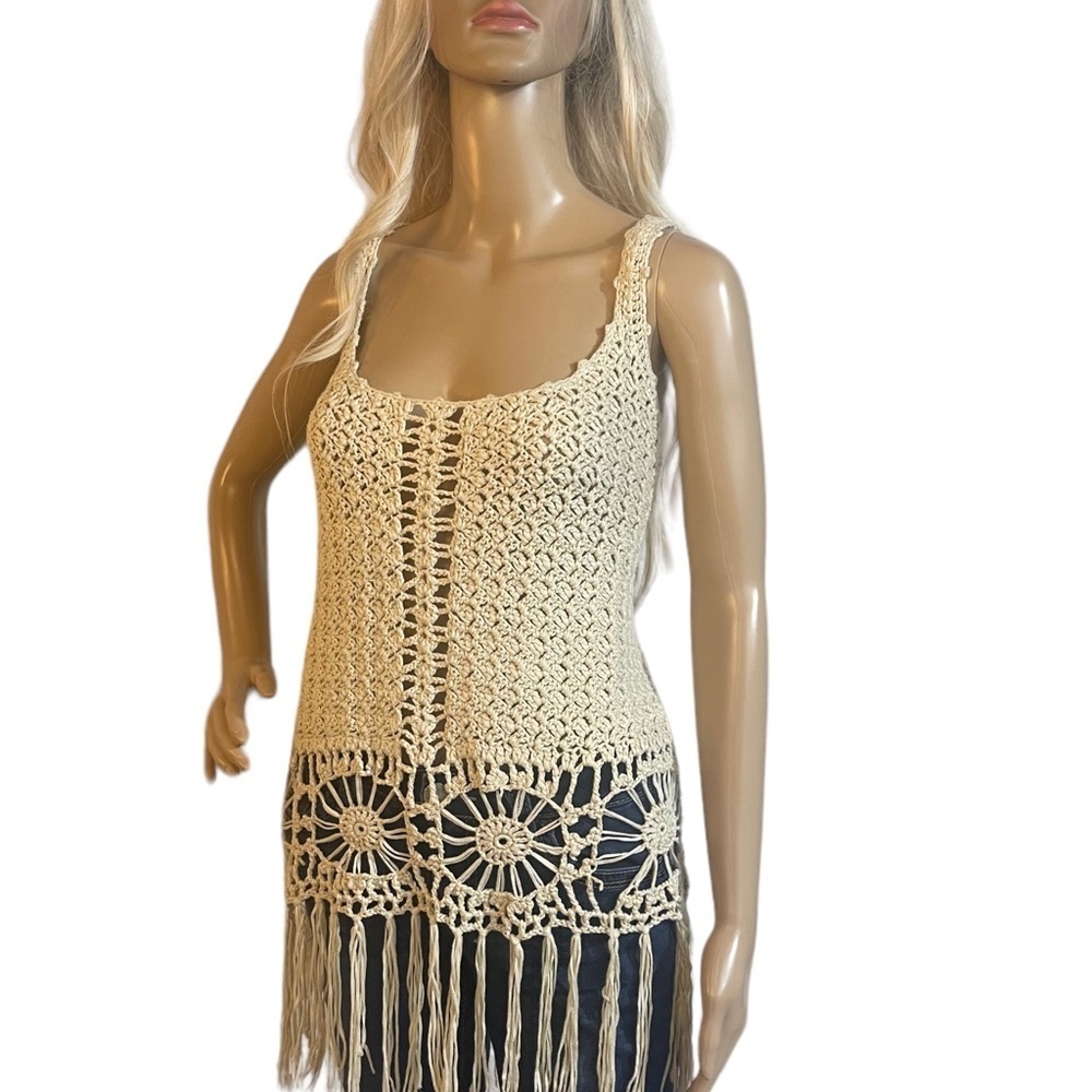 DAYTRIP Light Beige/Cream Crochet Boho Top - Picture 2 of 9